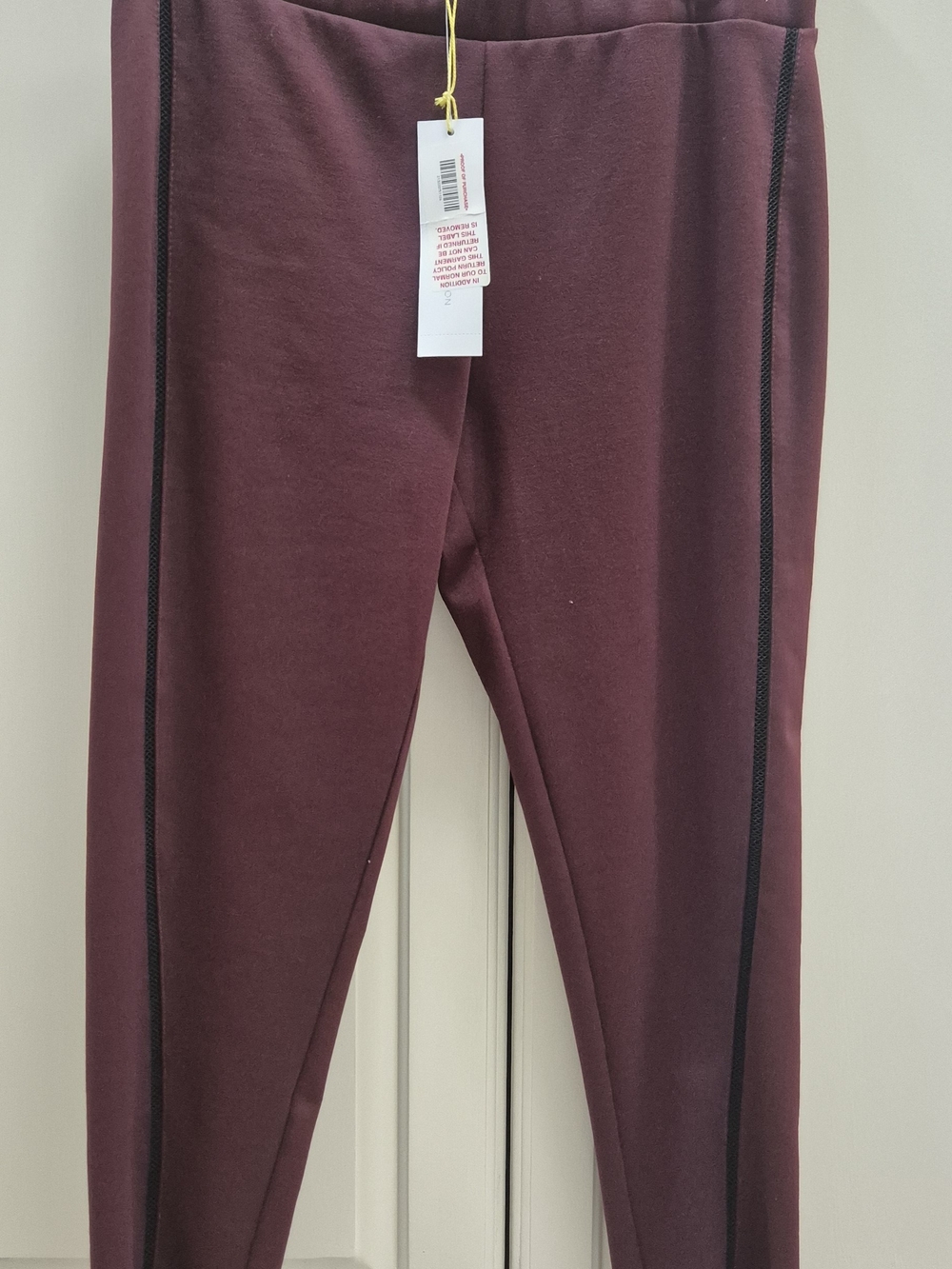 BCBGeneration Maroon Leggings with Black Side Stripes